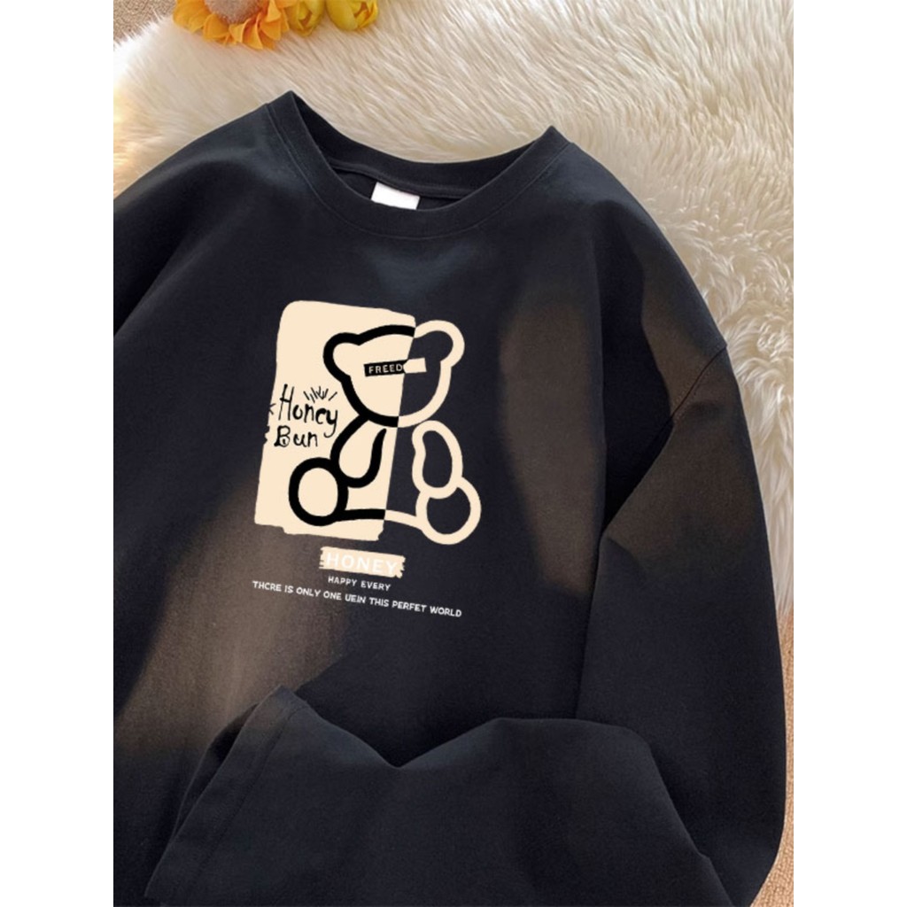 Primavera outono europeu americano solto Hip-Hop em torno do pescoço puro algodão de manga comprida camiseta masculina a