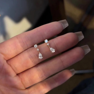 Filha francês zircão gota de água pingente brincos Retro luz luxo simples elegante brincos feminino requintado