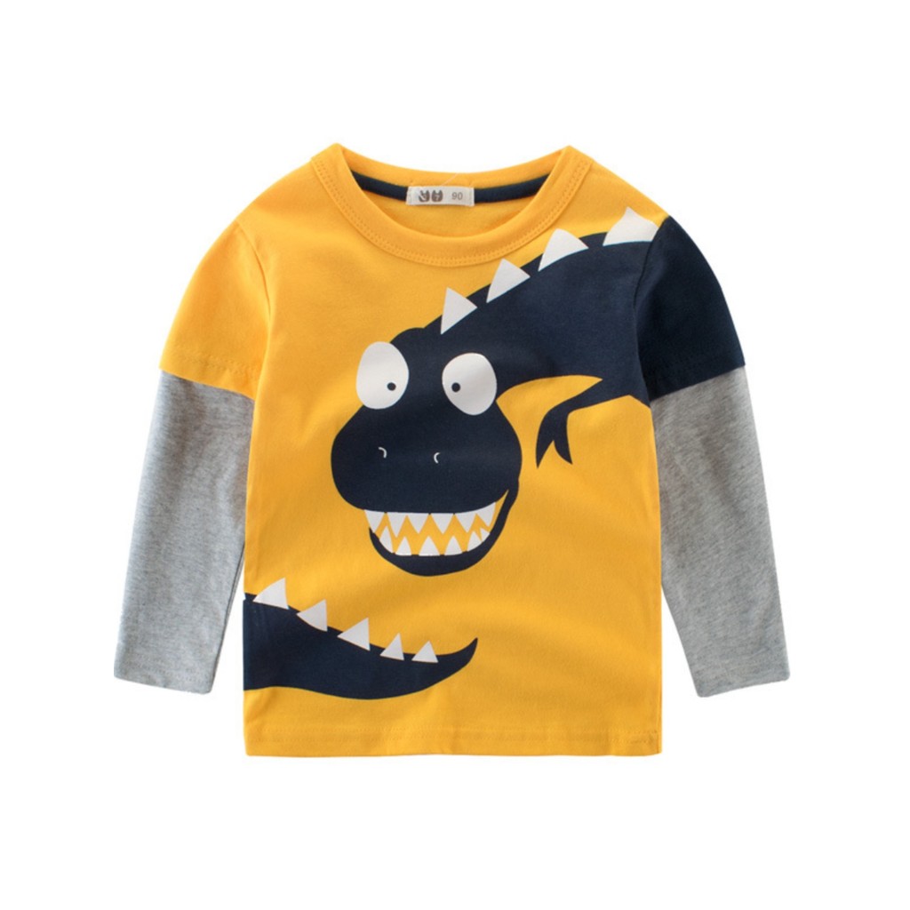27 crianças marca meninos roupas de primavera outono inverno roupas infantis camiseta dos desenhos animados dinossauro b