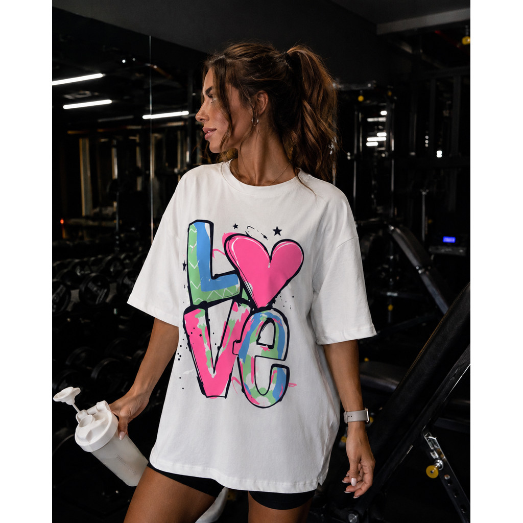 Camiseta Básica Feminina Estampada Love Confortável Streetwear Lançamento 100% Algodão Leve Confortavel