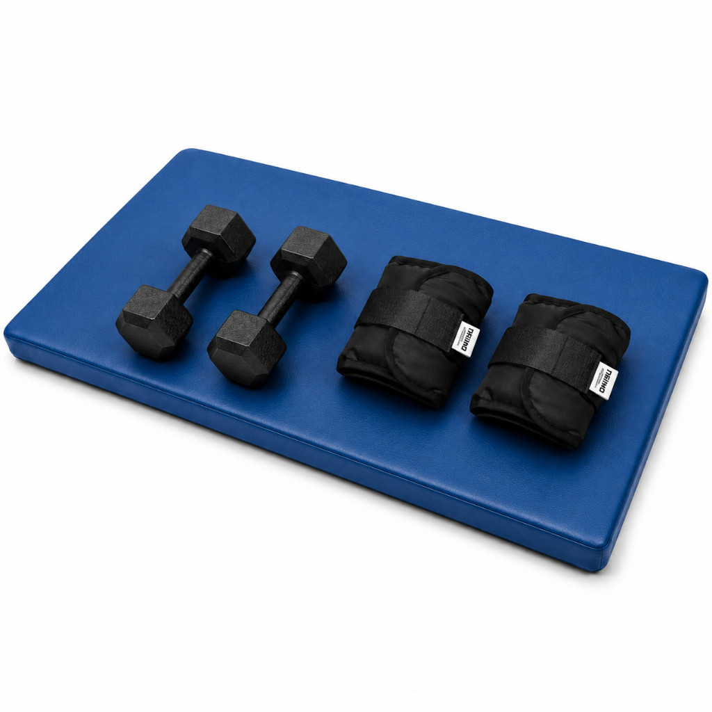 -Oferta Kit Fitness Colchonete Academia ou Par Caneleira Peso Preto Rosa ou Par Halter Sextavado Academia