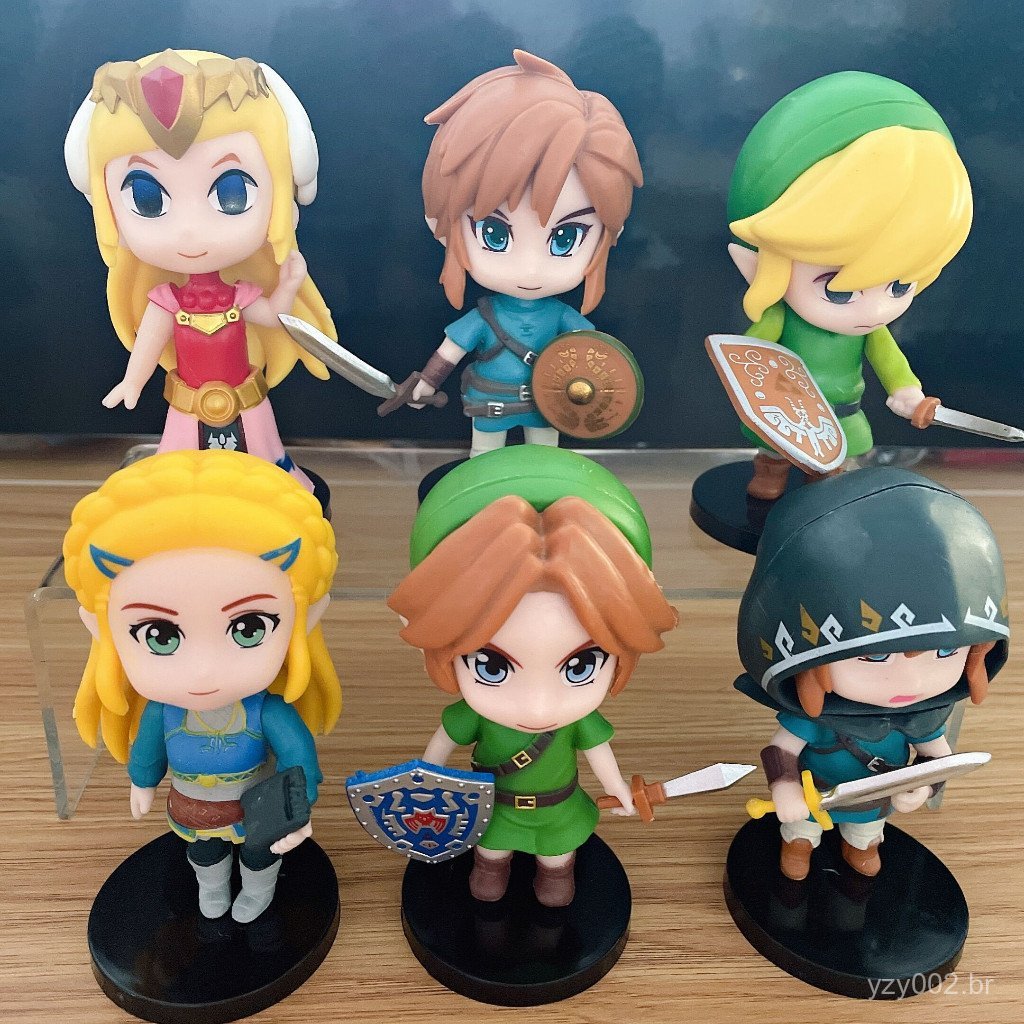 Conjunto de 6 Peças de 10cm, Figuras de Ação em PVC da Versão Q de The Legend of Zelda: Spirit Link, Toon Link e Princes