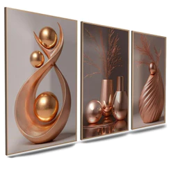 3 pcs de Decoração de Parede — Vasos Minimalistas com Motivos Florais Estilos Diversos Exposição de Arte Estética