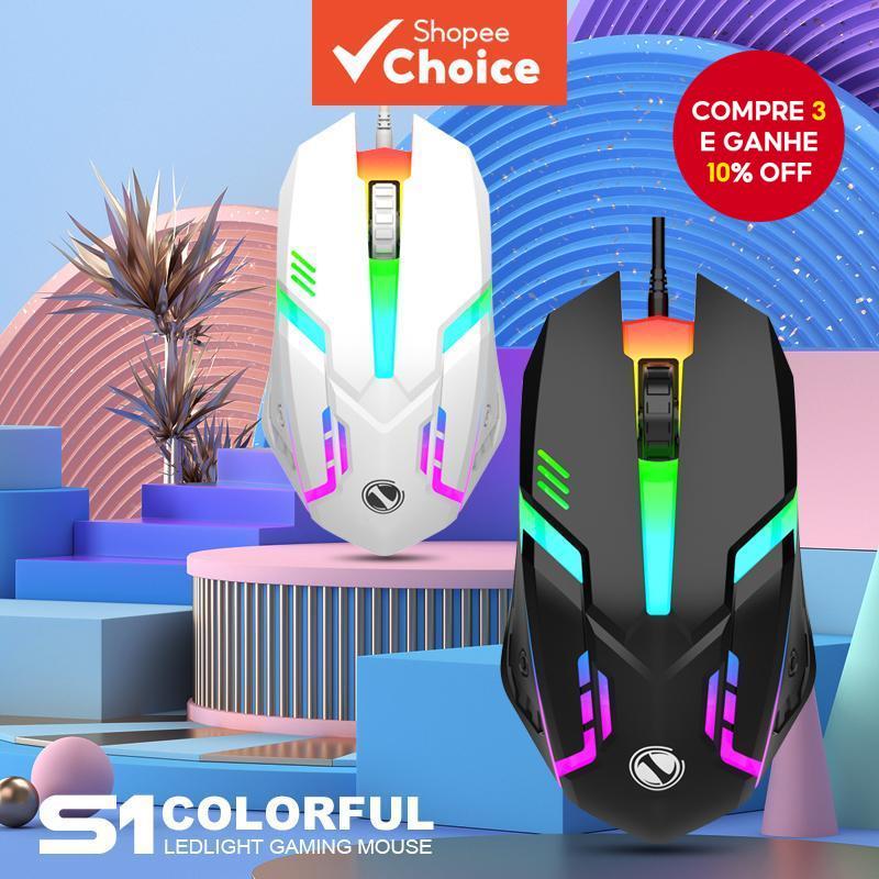 Mouse Luminoso Para Jogos S1 USB Com Fio Computador , Laptop , Escritório em Oferta na Shopee