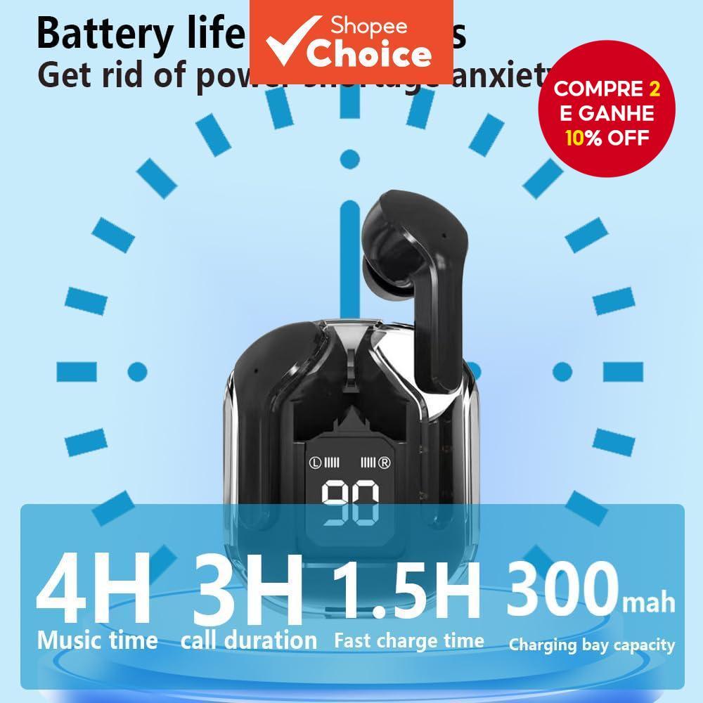 Imagem Air31 Fones De Ouvido Bluetooth 9D Som À Prova Dwaterproof Água Display Digital Confortável TWS Compatível Com Vários Di