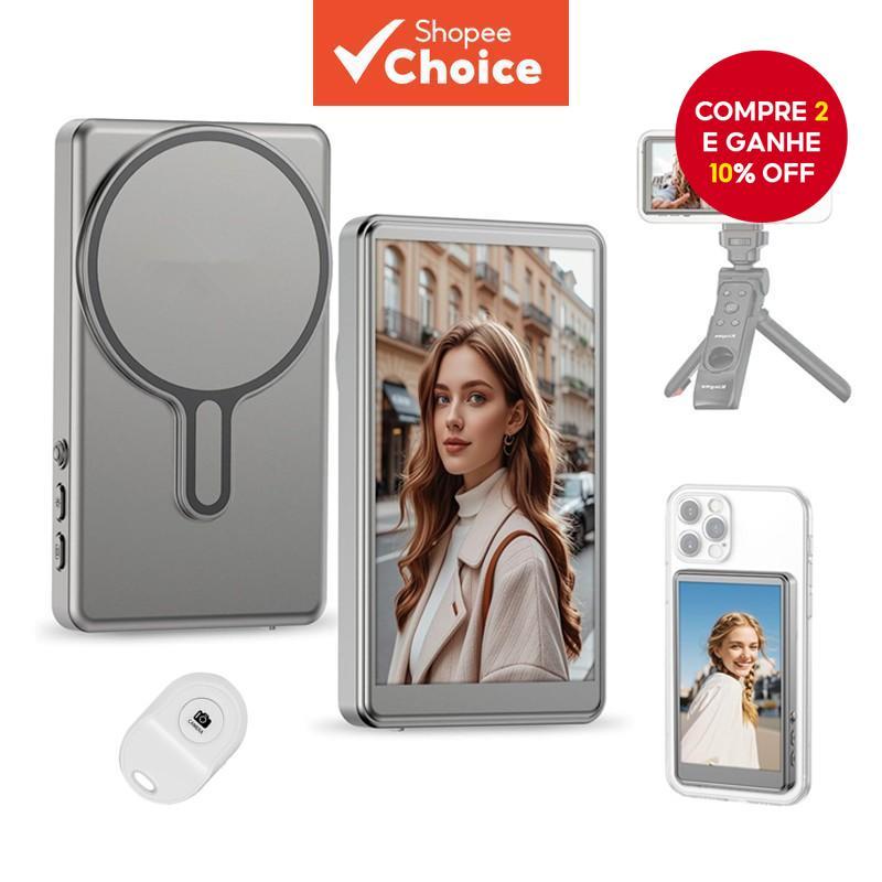 Suporte Magnético para Tela de Monitor de Vlog com Som para Câmera Traseira de Celulares IOS e Android em Oferta na Shopee