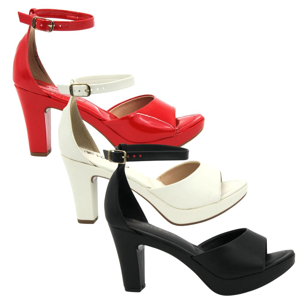 Sandália Salto Via Uno Original Salto Grosso Calcanhar Fechado Feminino 411003