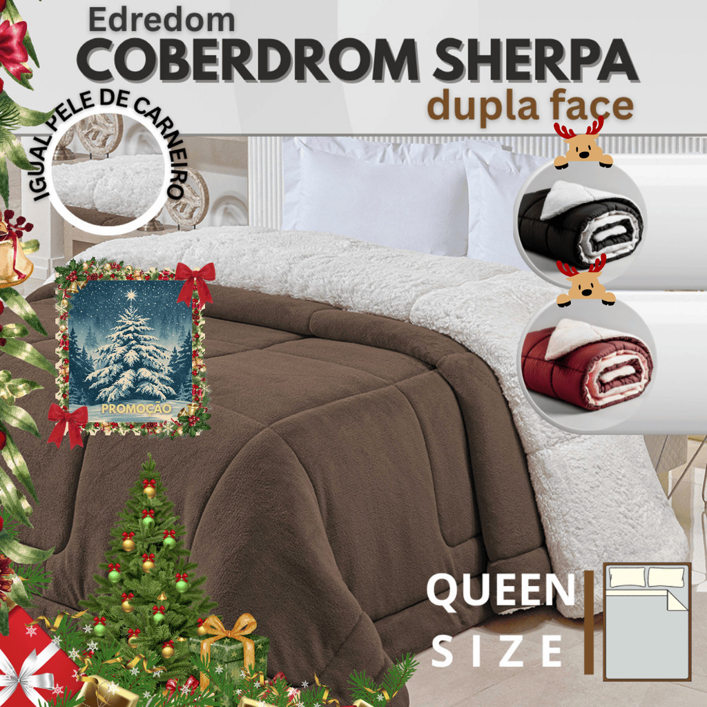 Edredom Sherpa Cobertor Manta Coberdrom Casal Queen Dupla Face (IMITA PELE DE CARNEIRO) SO...