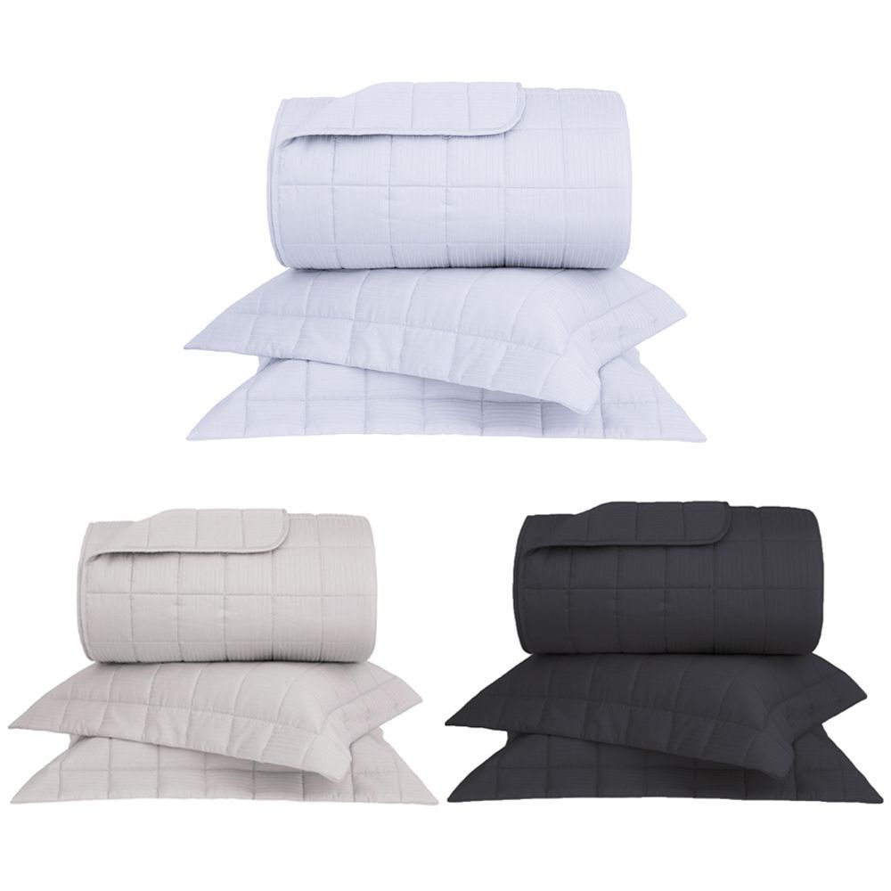 Kit Colcha Queen Cetim 300 Fios Buddemeyer Damask Stripes 100% Algodão Penteado 3 peças em Oferta na Shopee