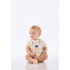 Conjunto Jardineira e Body Suedine Up Baby