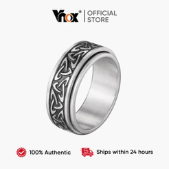 Vnox 8mm De Aço Inoxidável Vintage Estilo Punk Nó Celta Onda Anel De Aliança De Casamento Para Homens Meninos