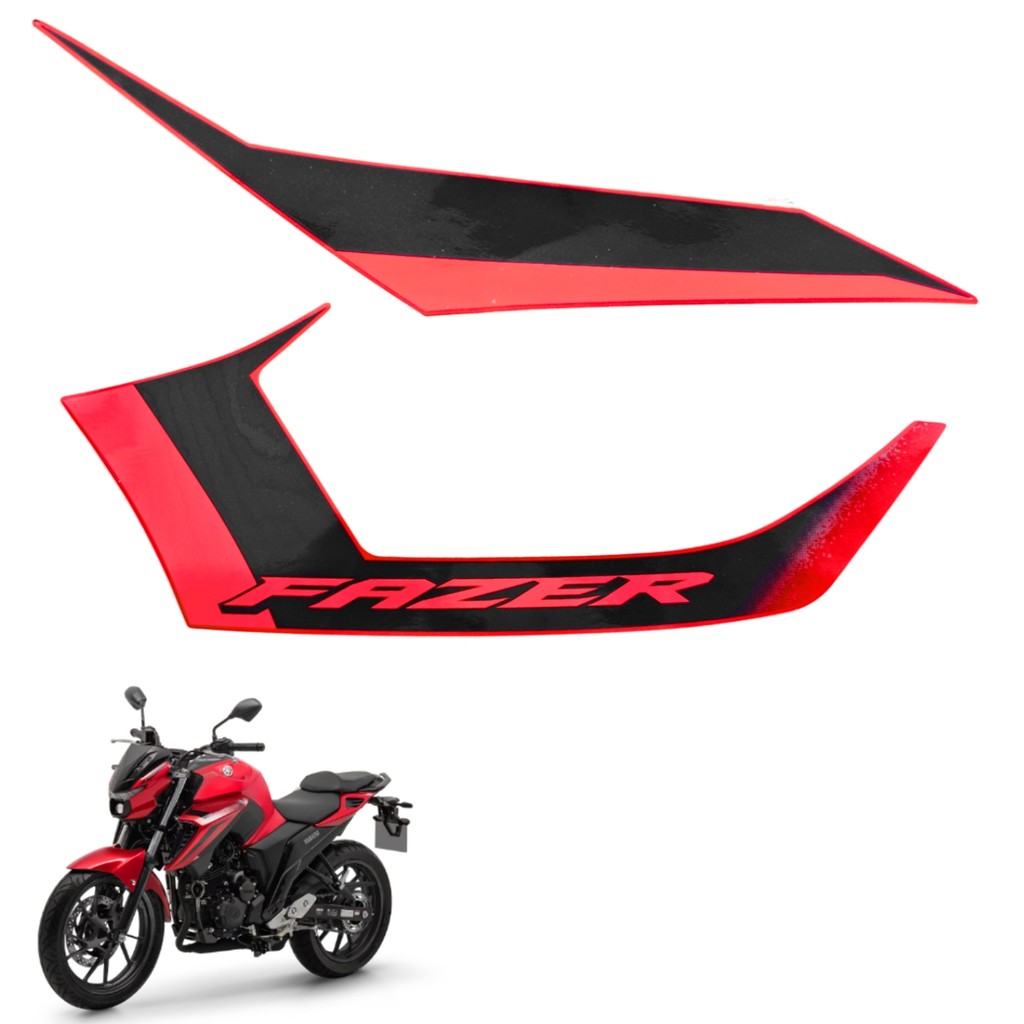Adesivo Emblema Aba Tanque Esquerdo Fazer Fz25 250 2025 Vermelho Metálico