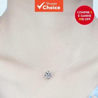 1 Peça Colar Curtos de Diamante de Zircônia com Linha de Peixe Transparente para Mulheres em Oferta na Shopee