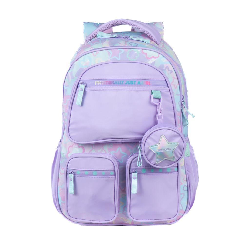 Mochila Escolar Feminina Juvenil Star Candy Lilás em Oferta na Shopee