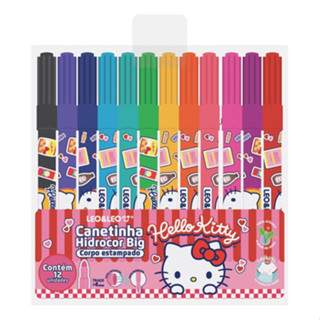 Caneta Hidrografica Jumbo Hello Kitty Big 12 Cores Estojo em Oferta na Shopee