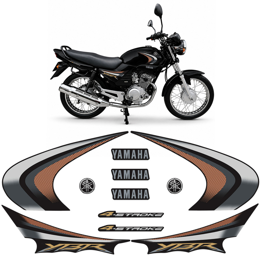 Kit Adesivos Para Yamaha Ybr 125 2007 Moto Preta + Emblemas
