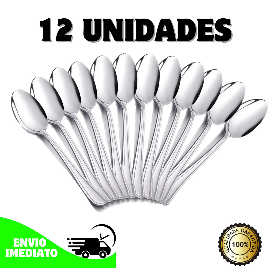 Jogo 12 Colher de sopa mesa inox buffet restaurante cozinha