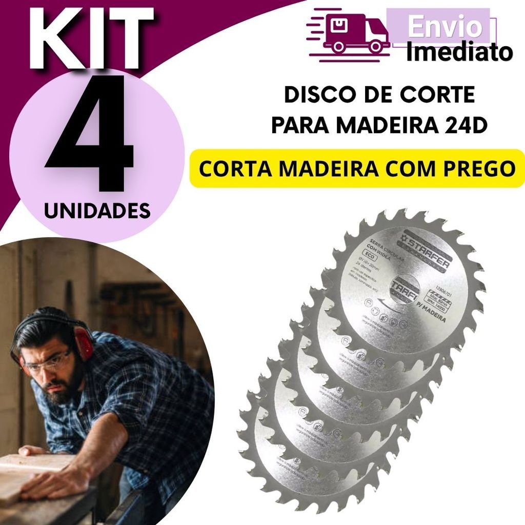 Disco 24D para Madeira Multiuso Desbaste Escultura e Marcenaria 4, 3, 2 ou 1 Peça, Acabamentos, Construção, Carpintaria