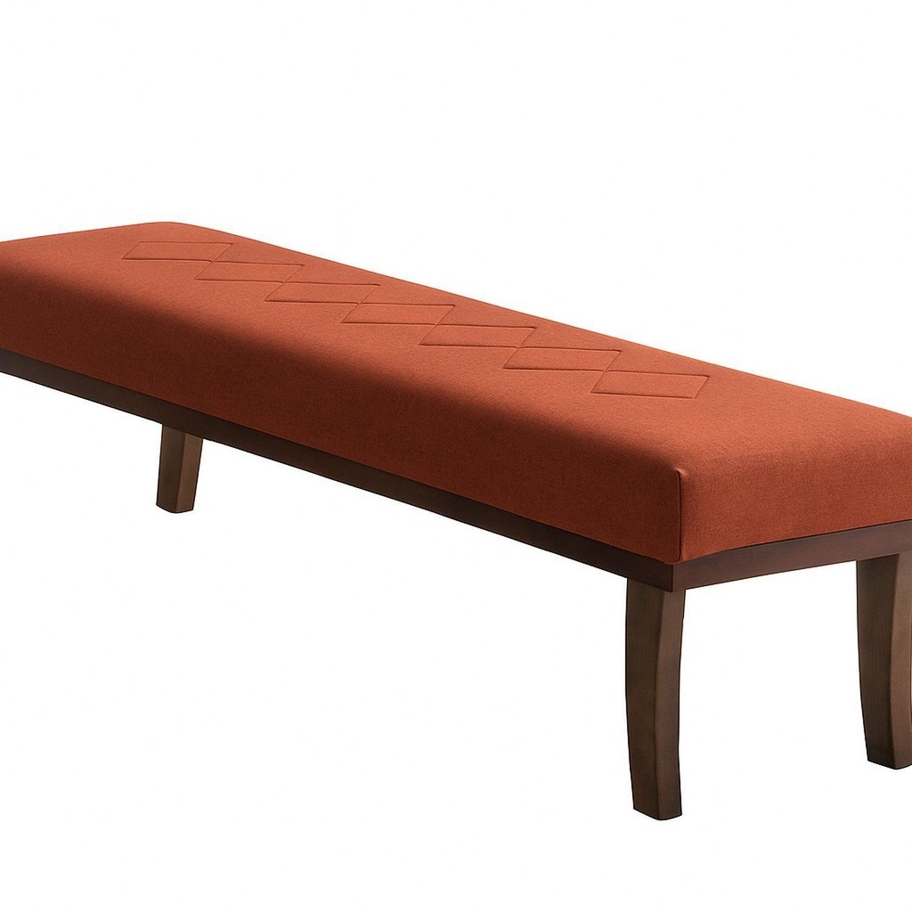 Puff para Sala de Estar 140cm Linho Theo Marrom Terracota/Imbuia