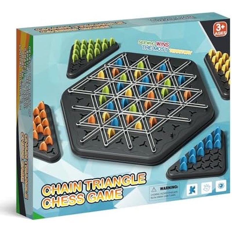 Chain Triangle Chess Game, Geometric Chess Game, Board Games for Family Night, Family Games for Kids and Adults, 2 to 4 
