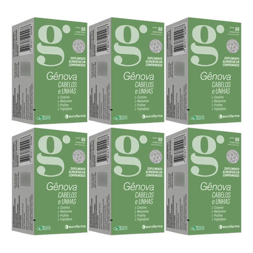 Kit 6 Genova Cabelos E Unhas Com 60 Comprimidos Eurofarma