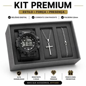 Kit Relógio Masculino Digital Sport À Prova D'Água Corrente Pulseira Pingente