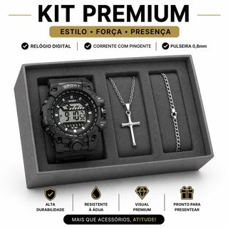 Kit Relógio Masculino Digital Sport À Prova D'Água Corrente Pulseira Pingente