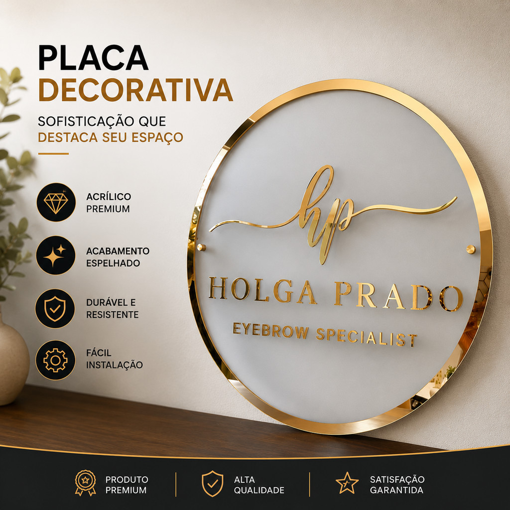 Logo Letreiro LINDA em Acrílico Espelhado com LED Base 2mm Cores Rose, Dourado, Prata e Bronze