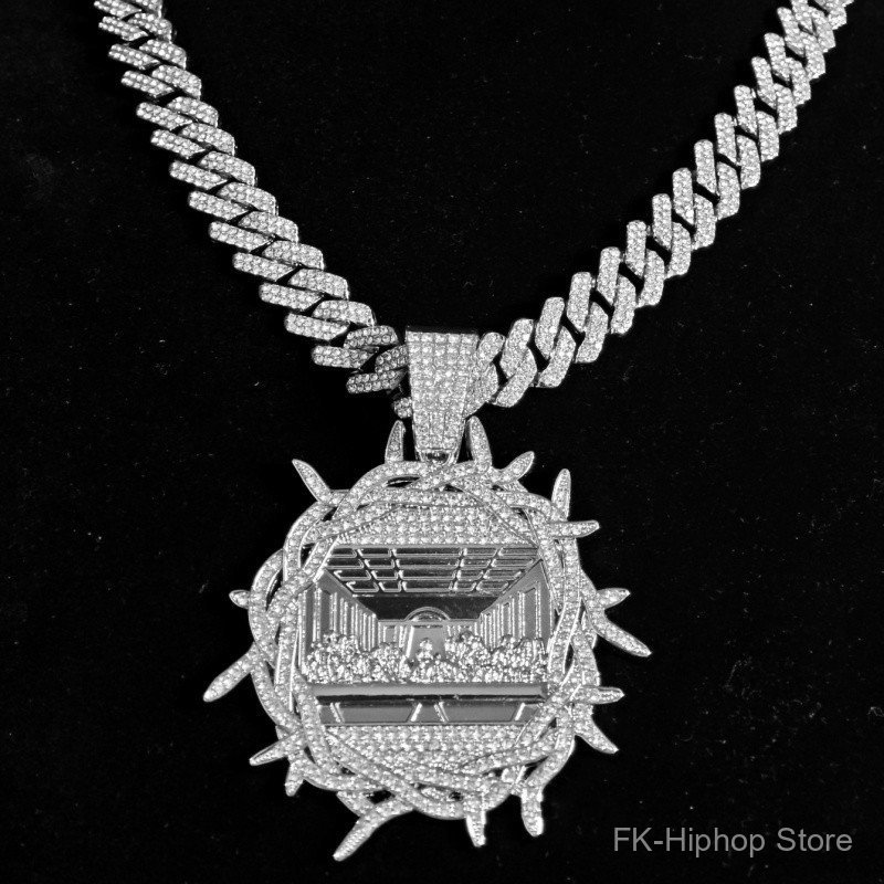 Colar Masculino De Hip-Hop Com Corrente Cravejada, Corrente Cubana, Pingente Da ÚLtima Ceia, Corrente De Strass, Corrent