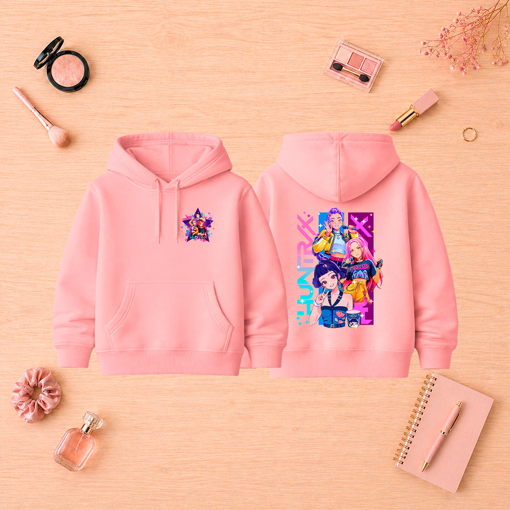 Moletom Infantil Juvenil Flanelado Guerreiras QPop Blusa de Frio com Capuz e Bolso Canguru Algodão