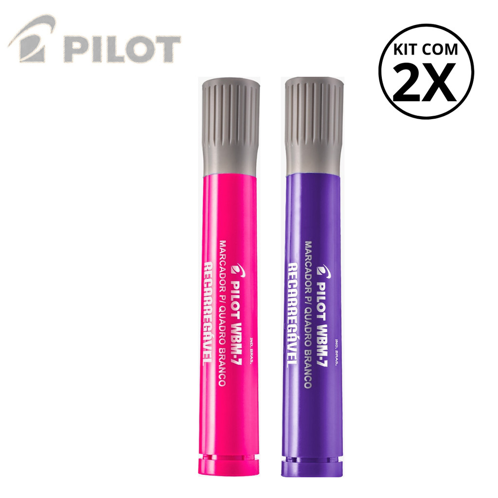 Kit com 2 Marcadores Para Quadro Branco WBM-7- PILOT Cor:Rosa+Violeta