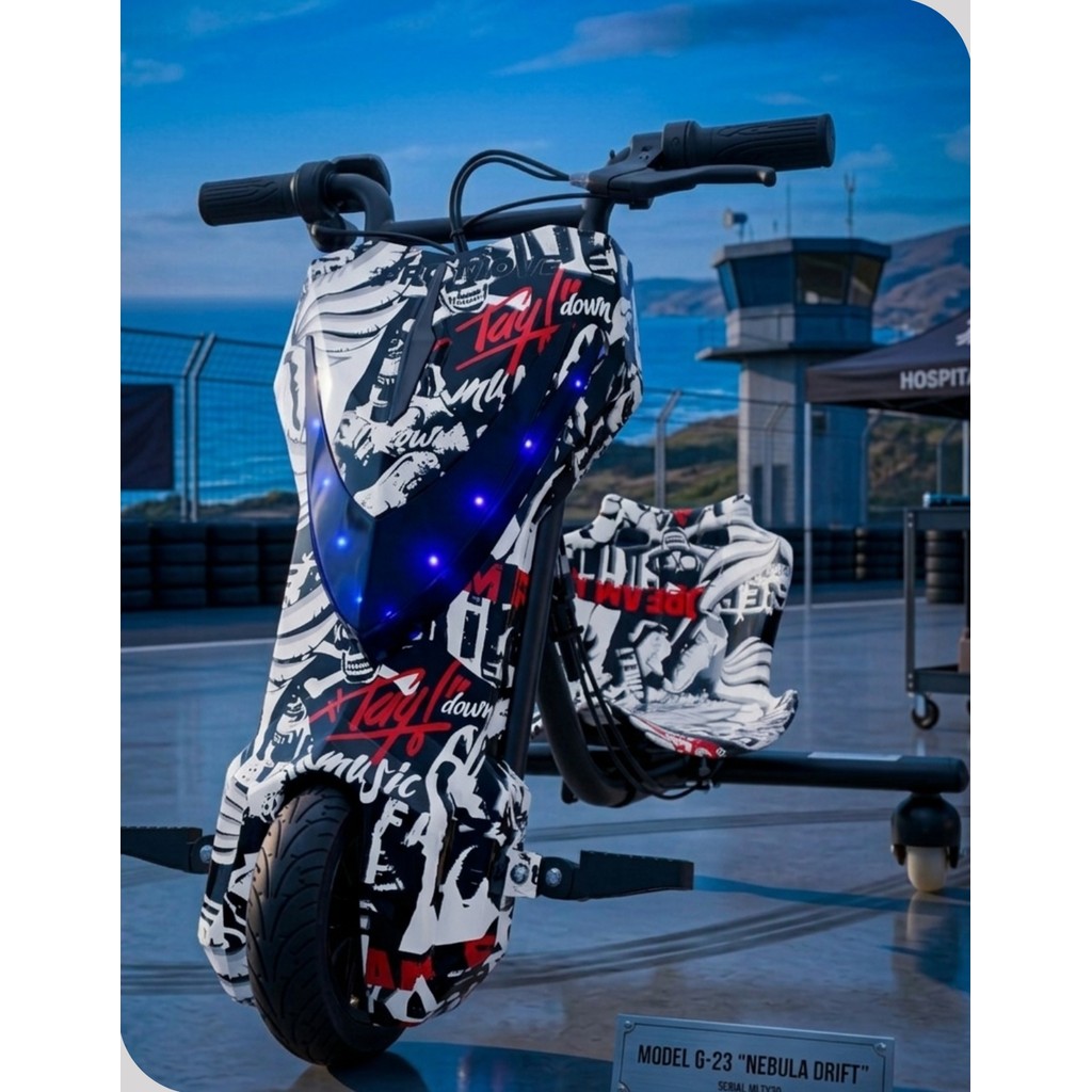 Triciclo Elétrico Drift 360 Bluetooth LED 250W 3 Velocidades Hoverboard Radical Top Branco Street