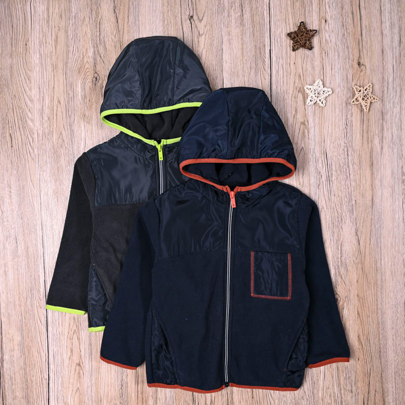 Casa único menino bebê primavera outono camisa de lã com capuz manga comprida zíper camisa menino Cardigan topo quente j