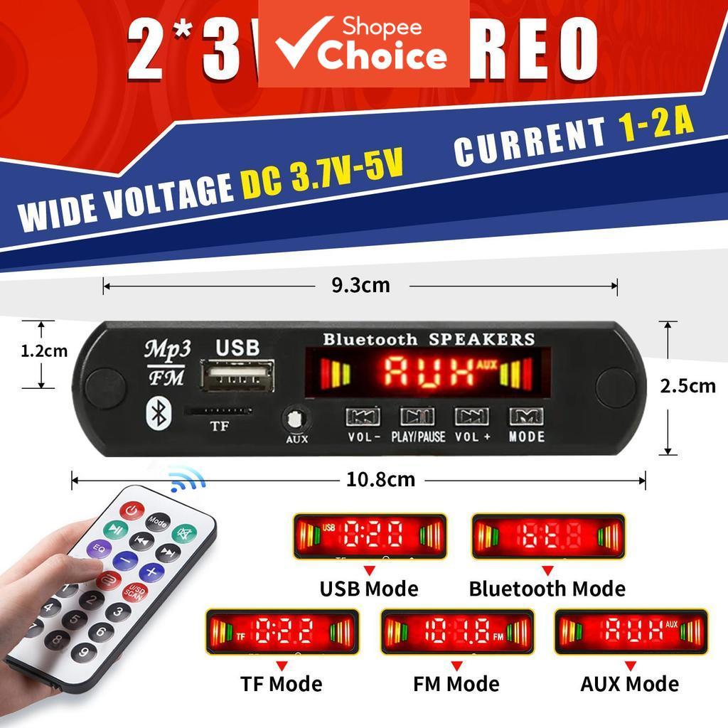  Placa Amplificadora MP3 DIY 6W Decodificador Bluetooth 5.0 Gravação de Chamadas USB TF Rádio FM Reprodutor