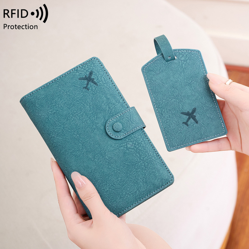 Novo conjunto de porta-passaporte e etiqueta de bagagem com proteção RFID, conjunto de viagem multifuncional para docume