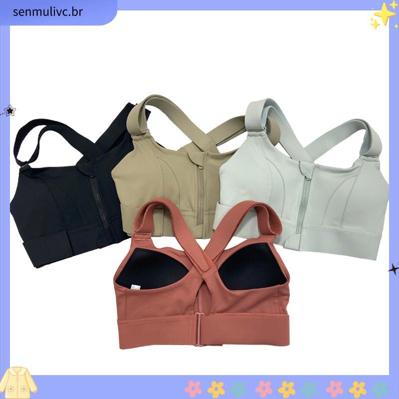 Top Suporte/sutiã esportivo/Top Impact/Top sutiã ginásio; Crop Top Yoga Colete com zíper frontal mais tamanho Alças aju