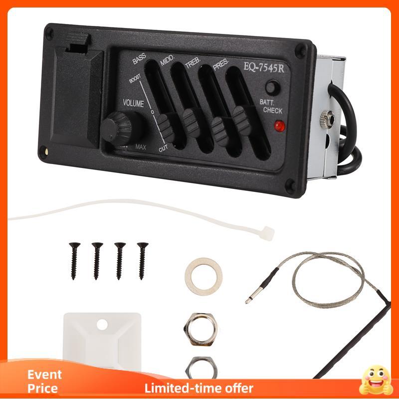 Kit Completo EQ Pré-Amplificador Mais Captador Para Guitarra Acústica 7545R-4 Bandas Controle De Colume , Fornecido Com