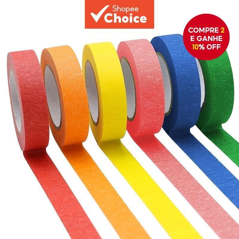 6 Rolos de Fita de Mascaramento Colorida 16 Jardas para Decorações de Festas e DIY Craft em Oferta na Shopee