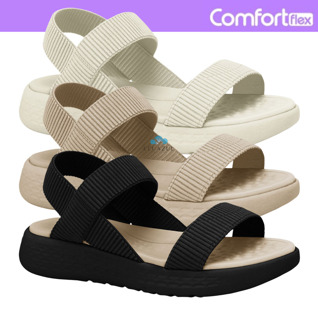 Sandália Comfortflex Feminina Flatform Tiras Elásticas Conforto Original