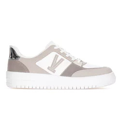Tenis Vizzano Casual Plataforma Branco e Prata- Feminino