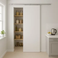 Porta de Correr Branco Prime com Kit Alumínio Cinza Claro - 210x100