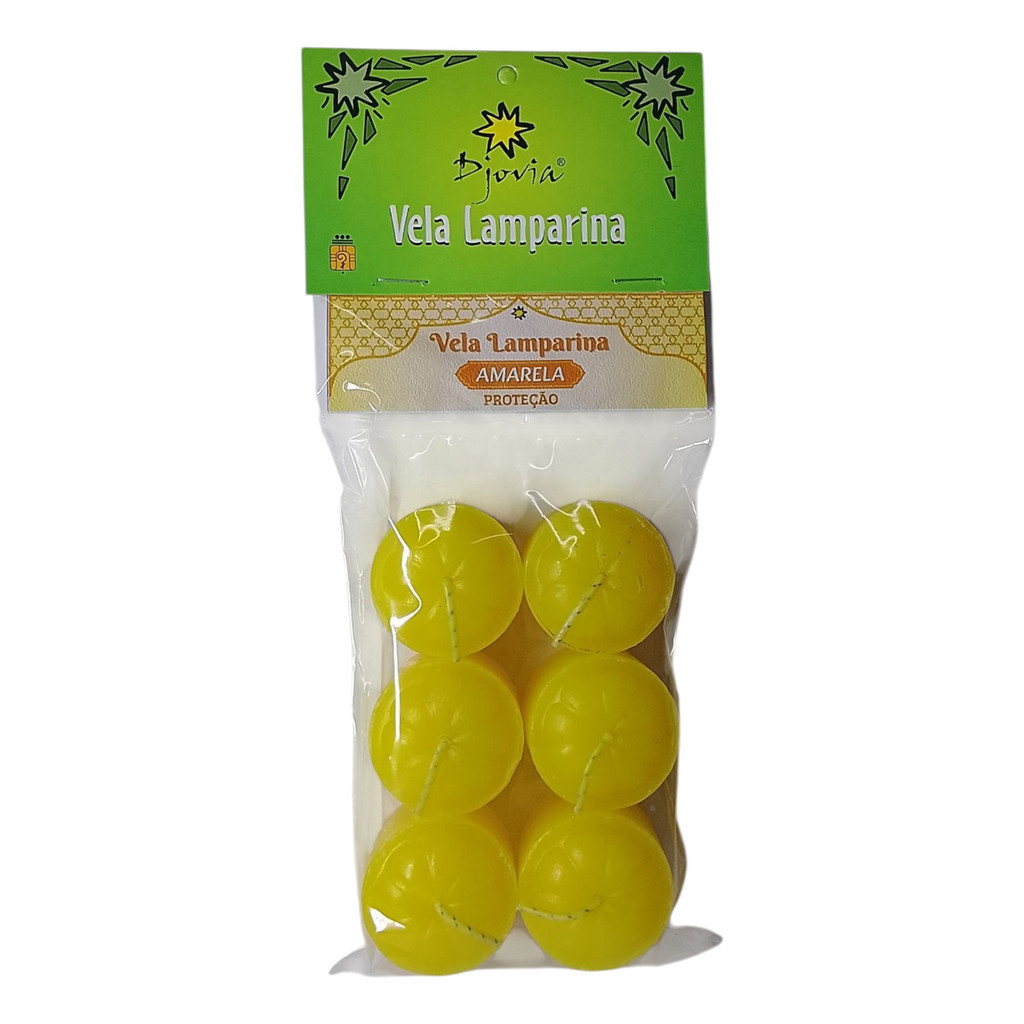 Vela Lamparina Especial Djovia Amarela Proteção 6 Unidades