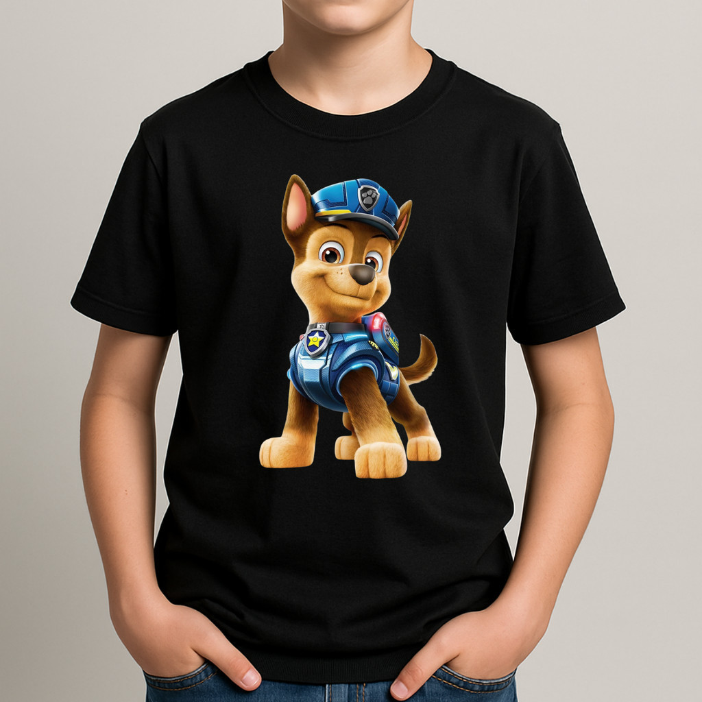 Camiseta Menino  Chase Patrulha Canina Camiseta Básica 100%Algodão Tamanho 1 ao 16 Infantil Juvenil
