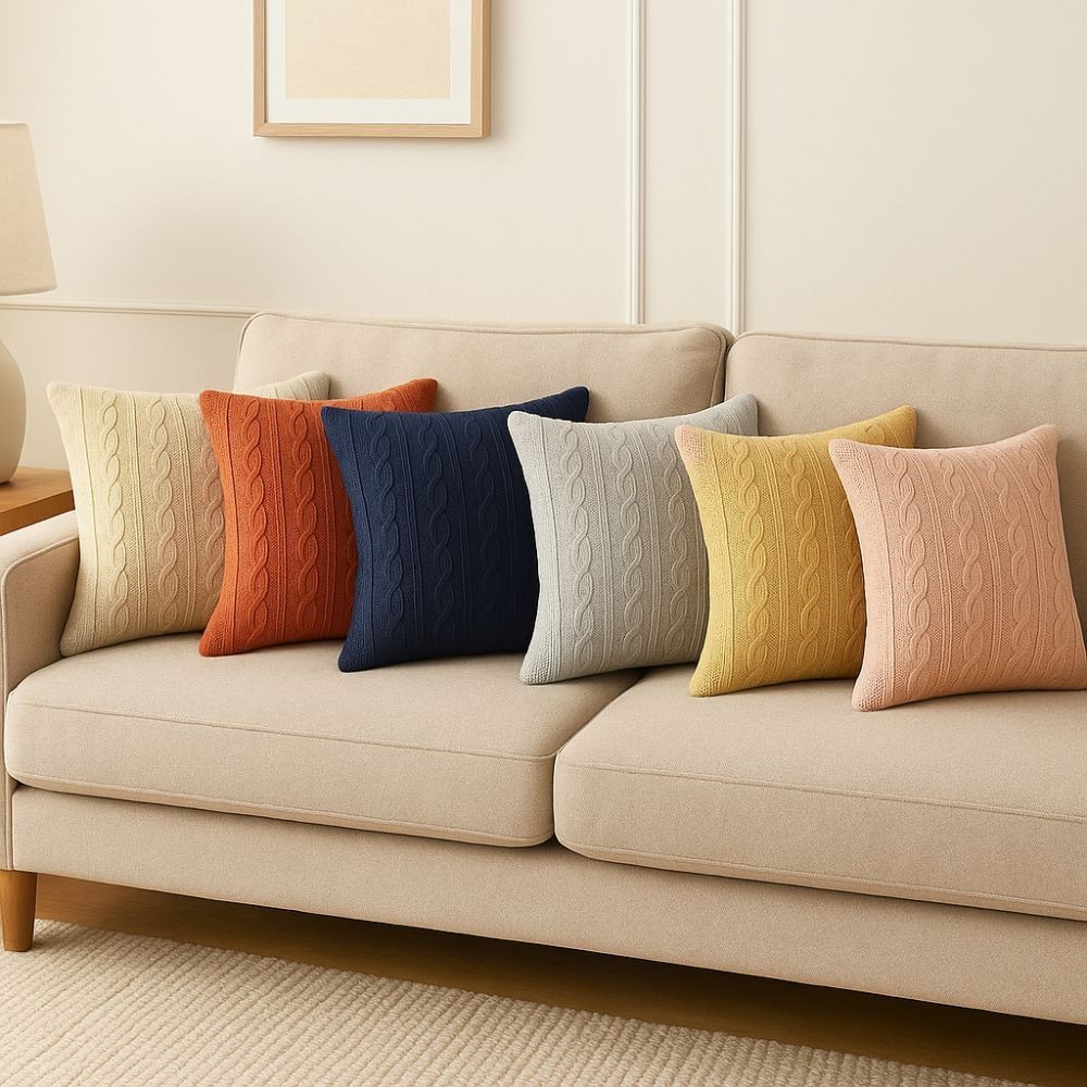 Capa De Almofada Tricot Com Zíper Sala Quarto Sofá Cama Poltrona Decorativa 45x45 HOMEDECOR 50x50 60x40 50x30cm em Oferta na Shopee