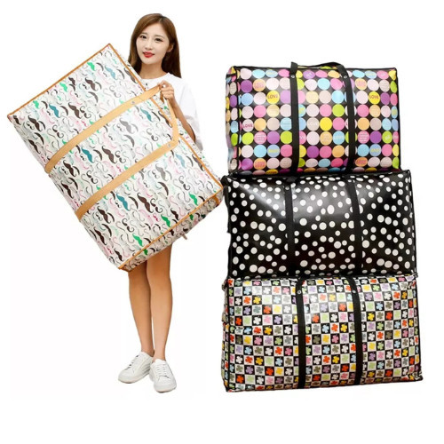 Sacolão Bolsa de Viagem com Zíper – Grande, Leve e Resistente Estampas Sortidas -- 70x55cm