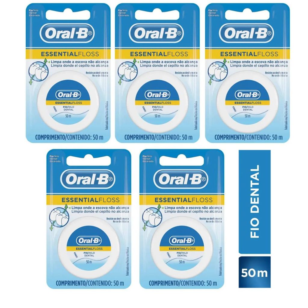 Fio Dental Oral-B Essential Floss 50m Com 5 Unidades em Oferta na Shopee