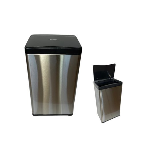 Lixeira Automatica Retangular 50 Litros Sensor Movimento Aco Inox Moderno