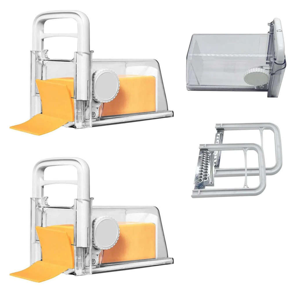 Cortador Ralador Fatiador de Queijo Presunto 4 em 1 Kit 2 Uni Manual Lamina Inox Porte Hermetico Culinaria Cozinha