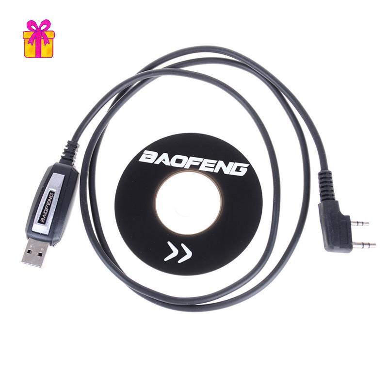 [INTH] 1 Conjunto De Cabo De Programação USB De 2 Pinos Com CD De Software Para Rádios Baofeng UV-5R BF-888S [Melhor]