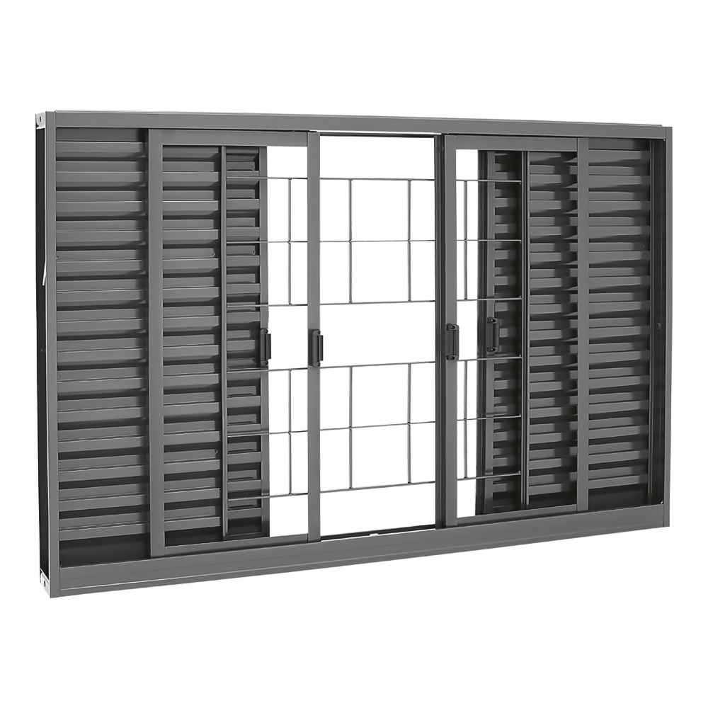 Janela Veneziana Grade Quadriculada em Aço 120 x 150cm 6 Folhas Belfort Sasazaki